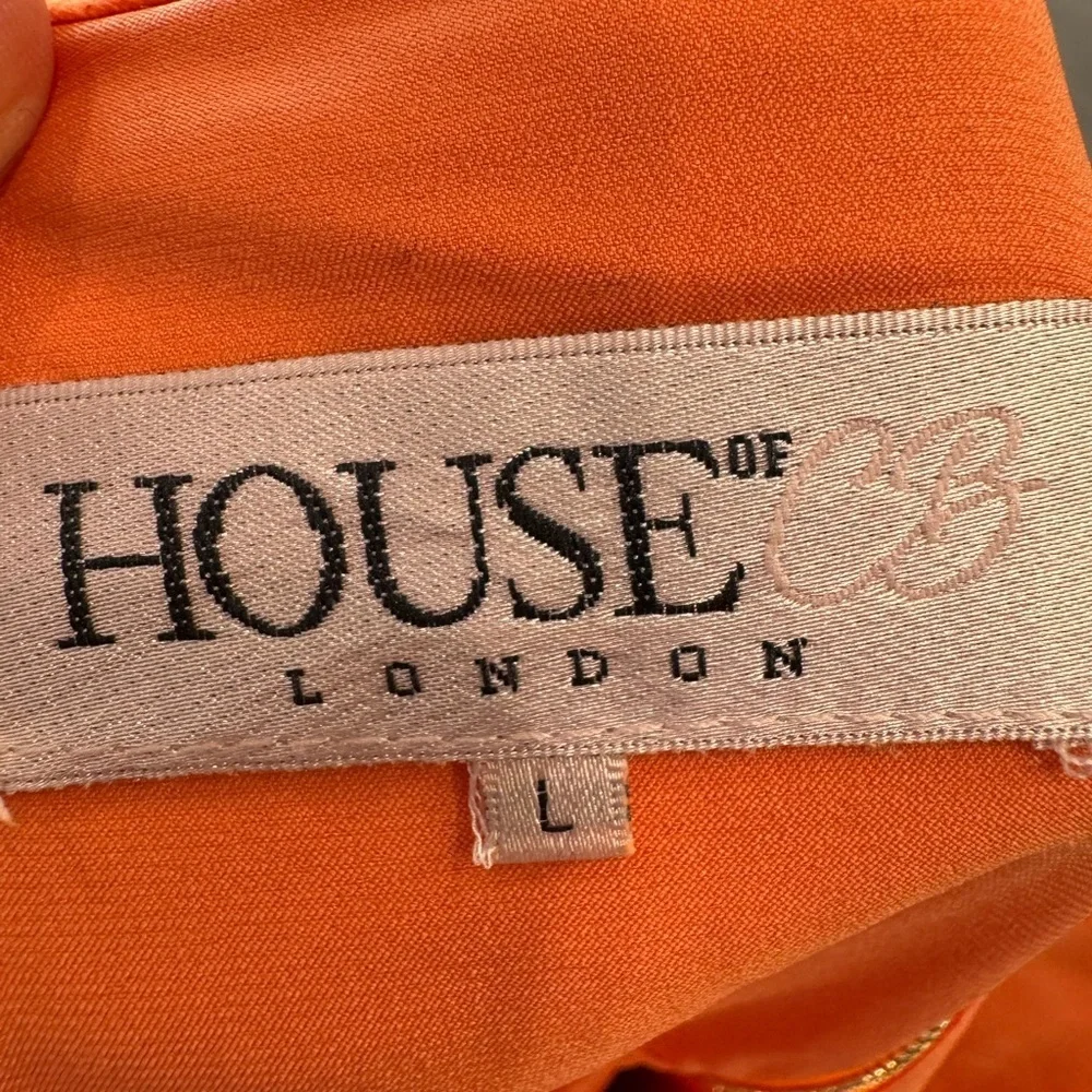 HOUSE OF CB Zabana Neon Orange Sexy Cut Out Lace Up Suedette Dress Large GUC